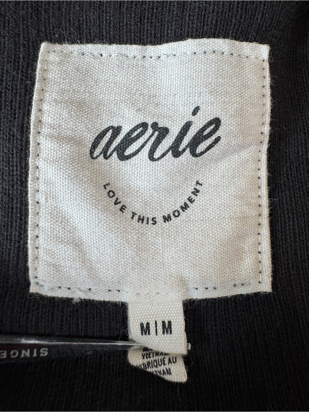 Aerie Textured Henley Hoodie Charcoal Oversized 100% Cotton Size M - Picture 5 of 12
